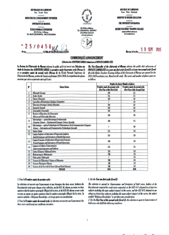 Communiqué portant sélection des Auditeurs libres 