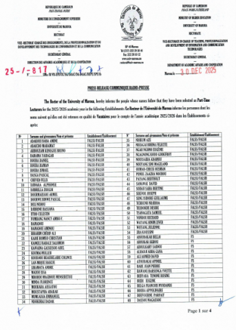 COMMUNIQUÉ RADIO-PRESSE  - PRESS RELEASE