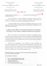 COMMUNIQUE DE PRESSE portant admission au concours d'entrée en première année/troisième année du cursus de formation d'Ingénieur/Science de l’Ingénieur de l'École Nationale Supérieure Polytechnique de l'Université de Maroua au titre de l'année académiq...