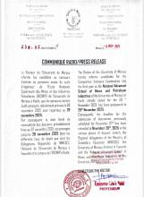 Le Recteur de l'Université de Maroua informe les candidats au concours d'entrée en première année du cycle d'ingénieur de l'Ecole Nationale Supérieure des Mines et des Industries Pétrolières (ENSMIP) de l'Université de Maroua à Kaélé,